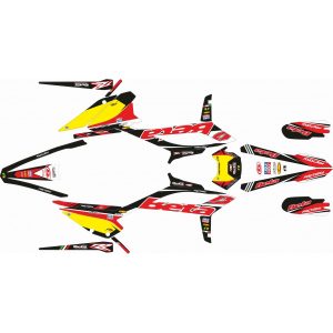 KIT ADHESIVOS BETA RR 20-21 ROJO NEGRO DORSAL AMARILLO