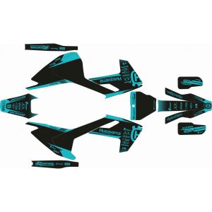 KIT ADHESIVOS HUSQVARNA TC/FC 16-18 NEGRO TURQUESA