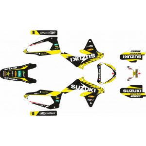 KIT ADHESIVOS SUZUKI RMZ 450 08-17 FACTORY - AMARILLO - BLANCO