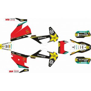 KIT ADHESIVOS HUSQVARNA TE/FE 20-21 ROCKSTAR NEGRO ROJO