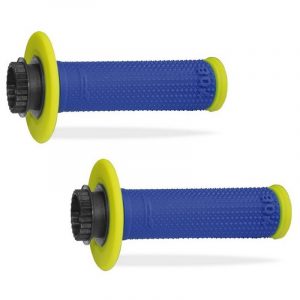 Puños Pro Grip 708 Lock On Doble Densidad Diamond Amarillo Flúor/Azul
