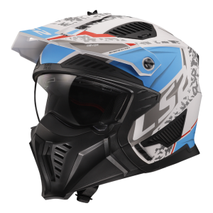 CASCO LS2 OF606 DRIFTER DEVOR M.WHITE BLUE - MENTONERA DESMONTABLE