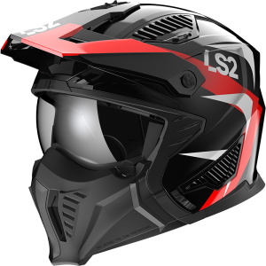 CASCO LS2 OF606 DRIFTER TRIALITY RED - MENTONERA DESMONTABLE