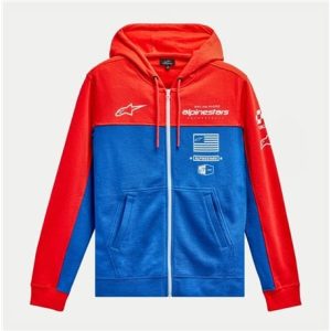SUDADERA ALPINESTARS H-BLOCK COLOR ROJO CALIDO / AZUL